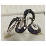 14K white gold ring set with sapphires & diamonds