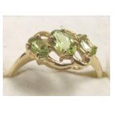 10K gold ring set with 3 peridot