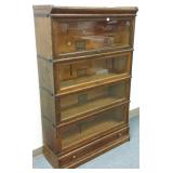 4-section oak Globe stacking bookcase