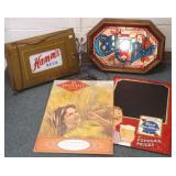 4 beer advertising signs including vintage Hamm