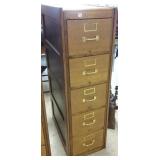 Antique oak 5-drawer file cabinet