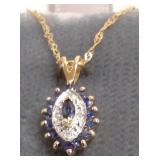 14k pendant on 14k chain set with diamonds &