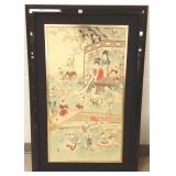 Large framed scroll painting 22" x 40"