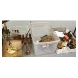 Group metal items, tractor sprinkler, tins, etc