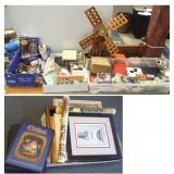 Large collection including framed items, windmill,