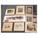 Group approx 10 signed European etchings, etc