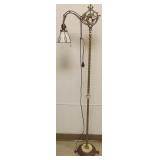 Antique bridge lamp with leaded glass shade