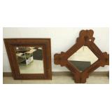 2 oak mirrors - 1 with coat hooks