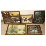 5 framed lithos - maidens, etc.