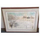 Framed signed 22/50 D. Quisly litho- "Snow &