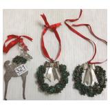 3 Los Castillo sterling ornaments- 2 wreaths & 1