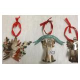 3 Los Castillo sterling ornaments- angels & dove