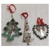 3 Los Castillo sterling ornaments- trees & heart