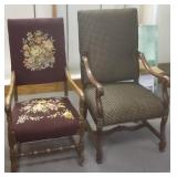 2- Antique upholstered armchairs