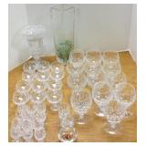 Group signed cut stemware, vases, perfume, etc