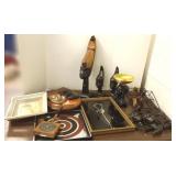 Group of mid century, framed items, busts, etc.