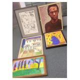 5 modern original, etc. artworks