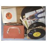 Large group 45 RPM records including case of