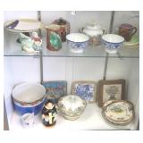 Group of antique Majolica, hand painted china, etc