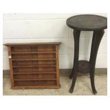 Oak pool ball rack & carved plantstand