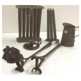Group of metalware including candle mold,