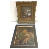 2 small paintings - 1 signed