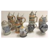 Group of assorted steins