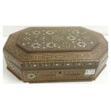 Antique inlaid box (as seen) full of buttons