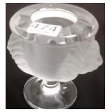 Lalique lion motif vase 3 3/4" tall