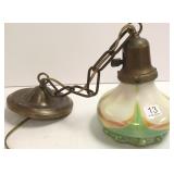 Unsigned Quezal pulled feather shade with