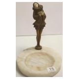 Deco metal & marble figural dresser tray