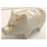 Antique stoneware pig whiskey flask