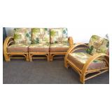 4-piece vintage bamboo sofa set with original