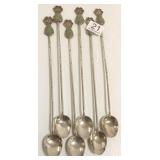 6 sterling & jade iced tea spoons