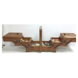 Accordion sewing box- vintage, tape measures,