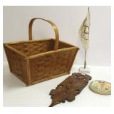 4 vintage Finnish items: trivet, mangle, basket &