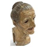 Approx 14" antique carved & painted wood head