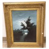 Framed signed A. Pandraud oil on board- elk at