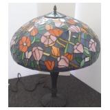 Antique style lamp with stained glass shade
