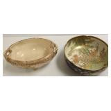 2 Satsuma bowls- 9" round & 10" oval