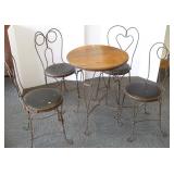 Antique ice cream table & 4 tables