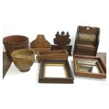 Group antique woodenware including Victorian