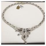 Filigree silver necklace set with 1.10 cwt