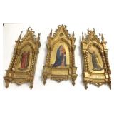 Antique gothic style 3-panel set of paintings