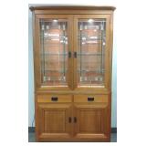 Stickley hutch with leaded glass doors