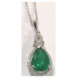 Platinum pendant on platinum chain set with