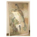 Large framed signed Oriental painting on panel-