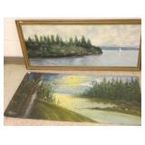 1 framed signed oil on masonite & 1 unframed
