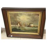 Victorian framed signed Boid oil on canvas- Marine