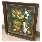Framed signed Turk (?) oil on canvas- still life-